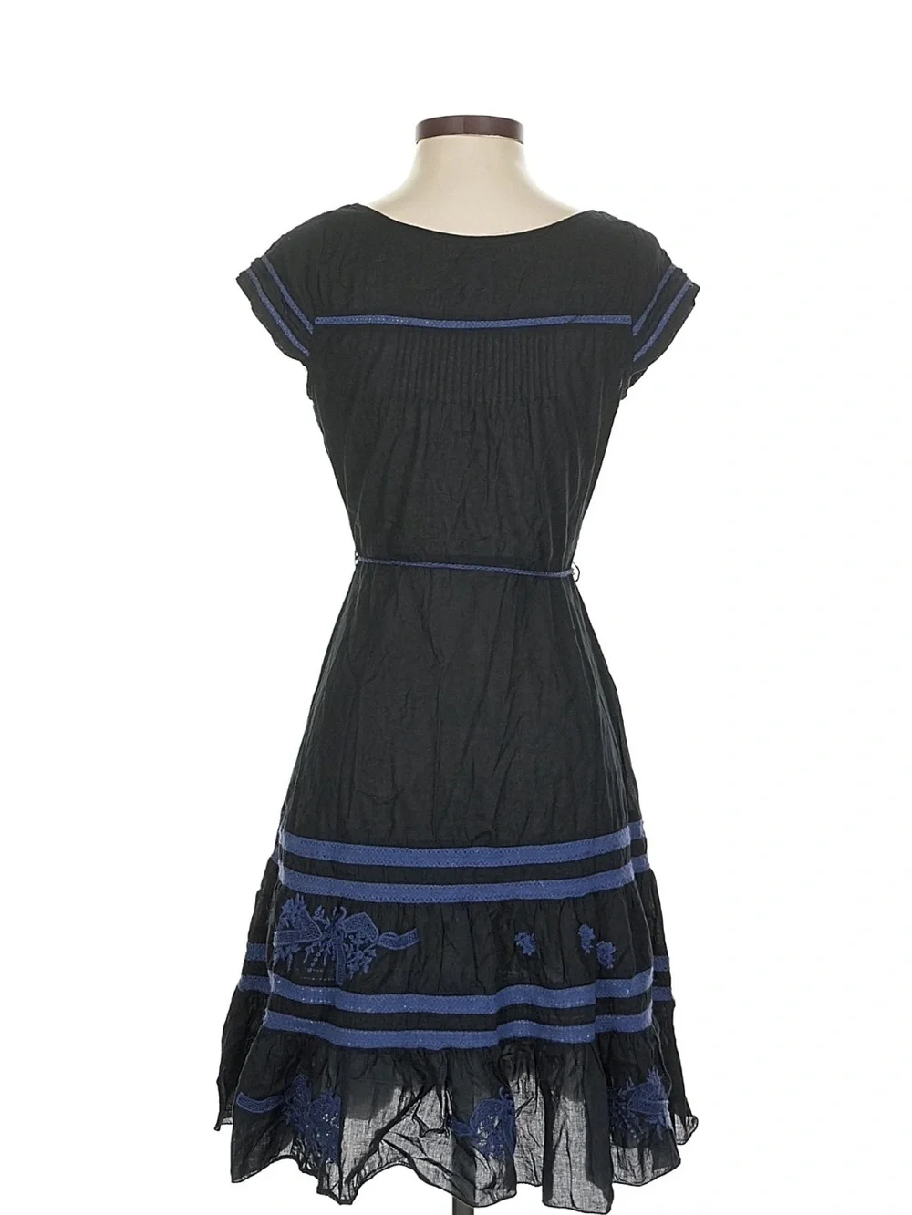 Free People Black Mini Dress with Blue Embroidery - Picture 2 of 4